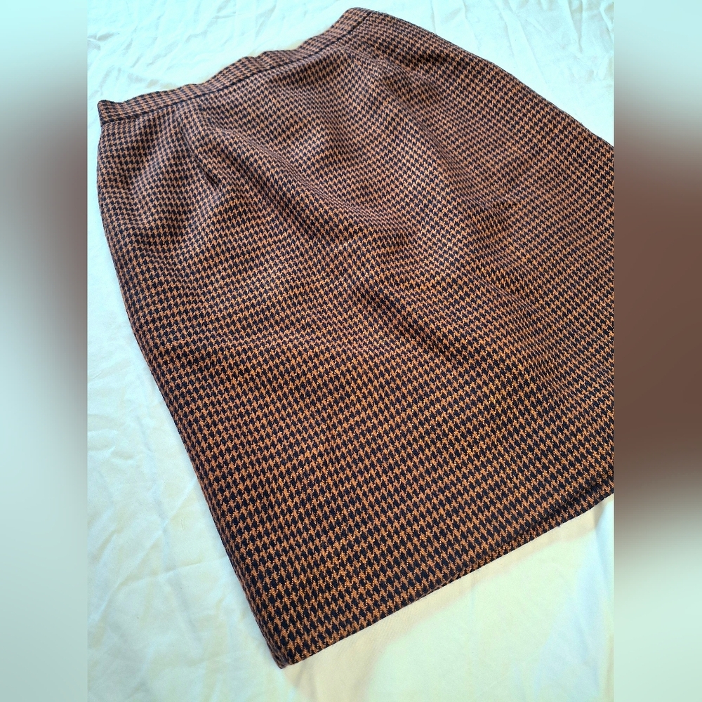 Doncaster Houndstooth Skirt Size 8 Brown Black Career Chic Lined Classic